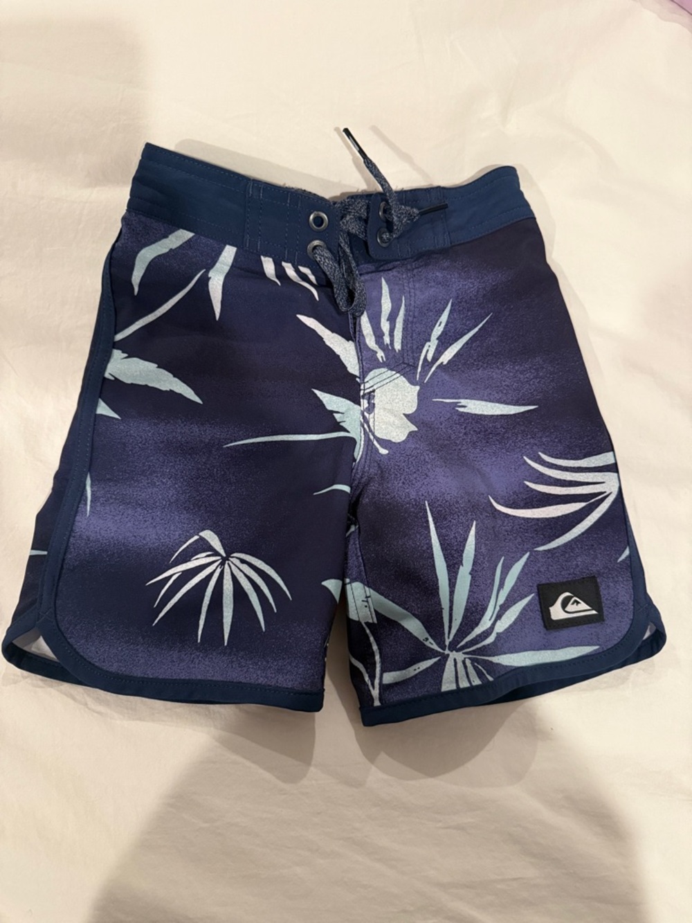 Quiksilver Navy and Light Blue Tropical Swim Trunks